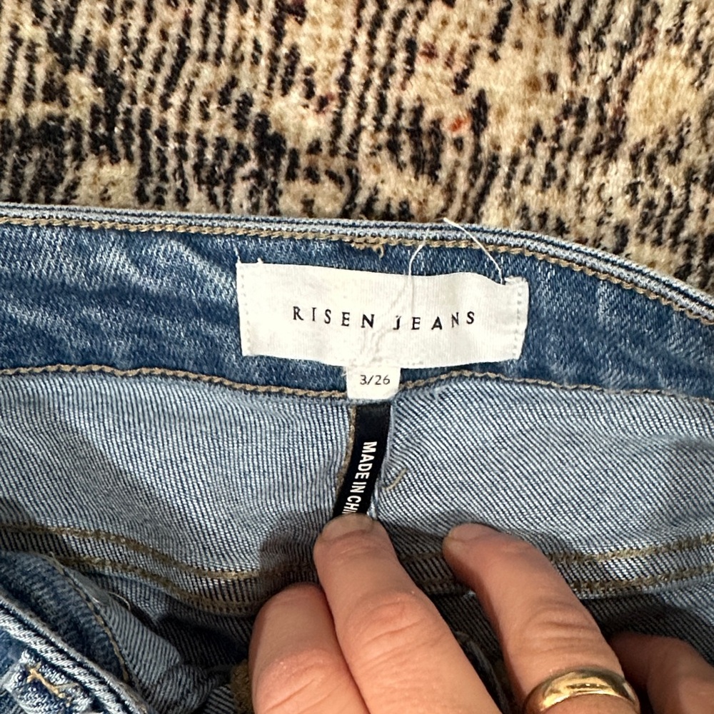 Risen Blue Flare Crop Women's Jeans - Picture 2 of 7